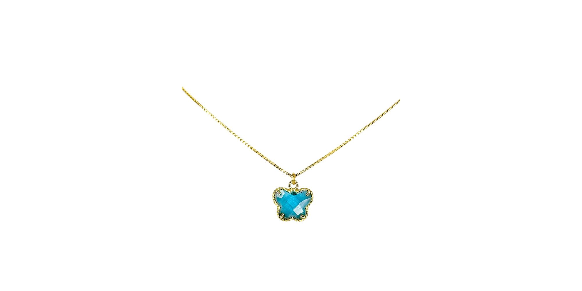 Colar Borboleta Azul Banhado A Ouro 18K