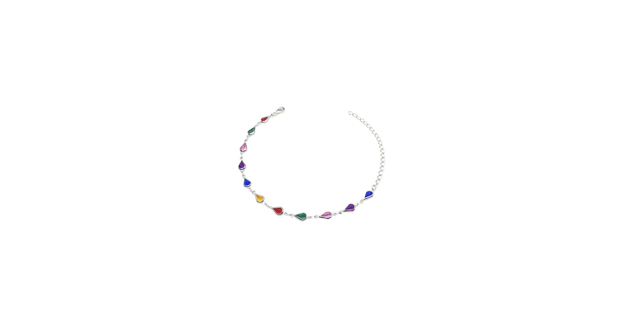 Pulseira Tiffany Gota Colorida Escuro Banhado A Pr... - RC JOIAS BY RUDI