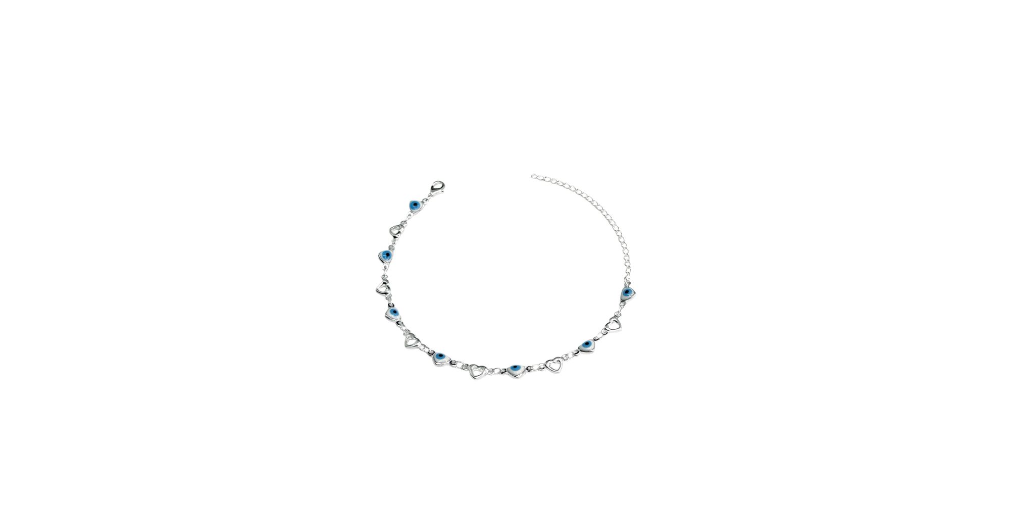 Pulseira Olho Grego Coração Vazado Branco Azul Cla... - RC JOIAS BY RUDI