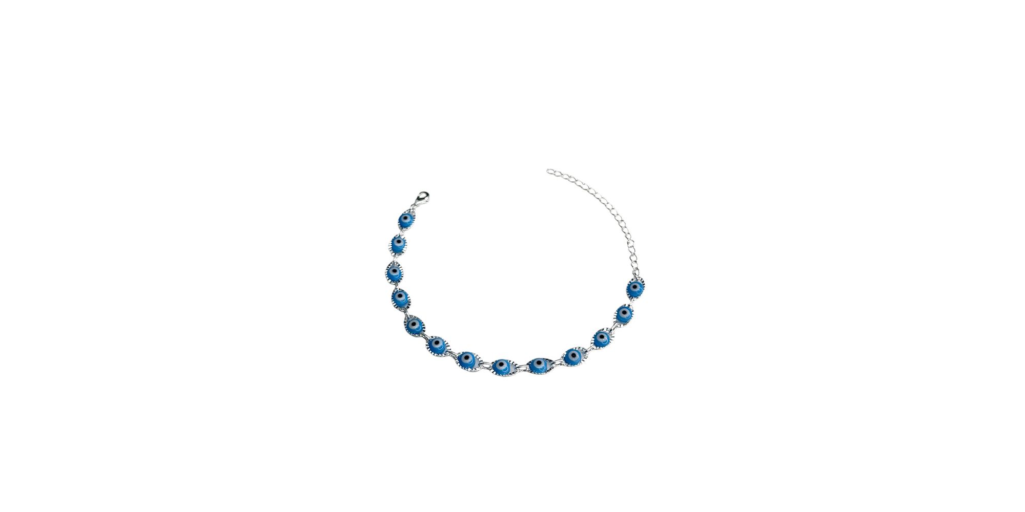 Pulseira Olho Grego Chinês Grande Azul Claro Banha... - RC JOIAS BY RUDI
