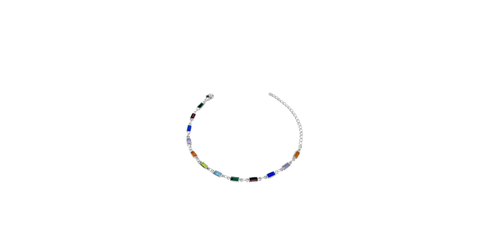 Pulseira Tiffany Retangular Colorido Banhado A Pra... - RC JOIAS BY RUDI