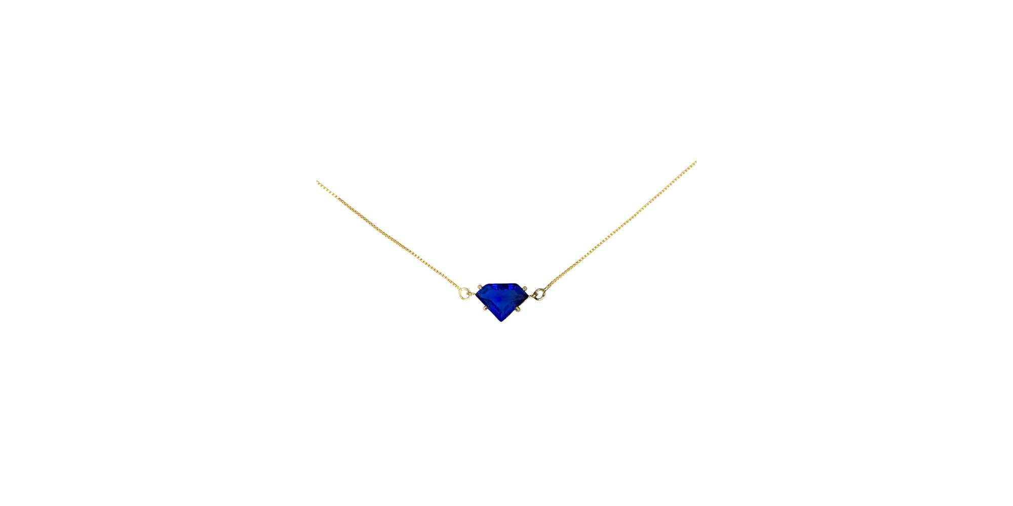 Colar Diamante Azul Royal Banhado A Ouro 18K