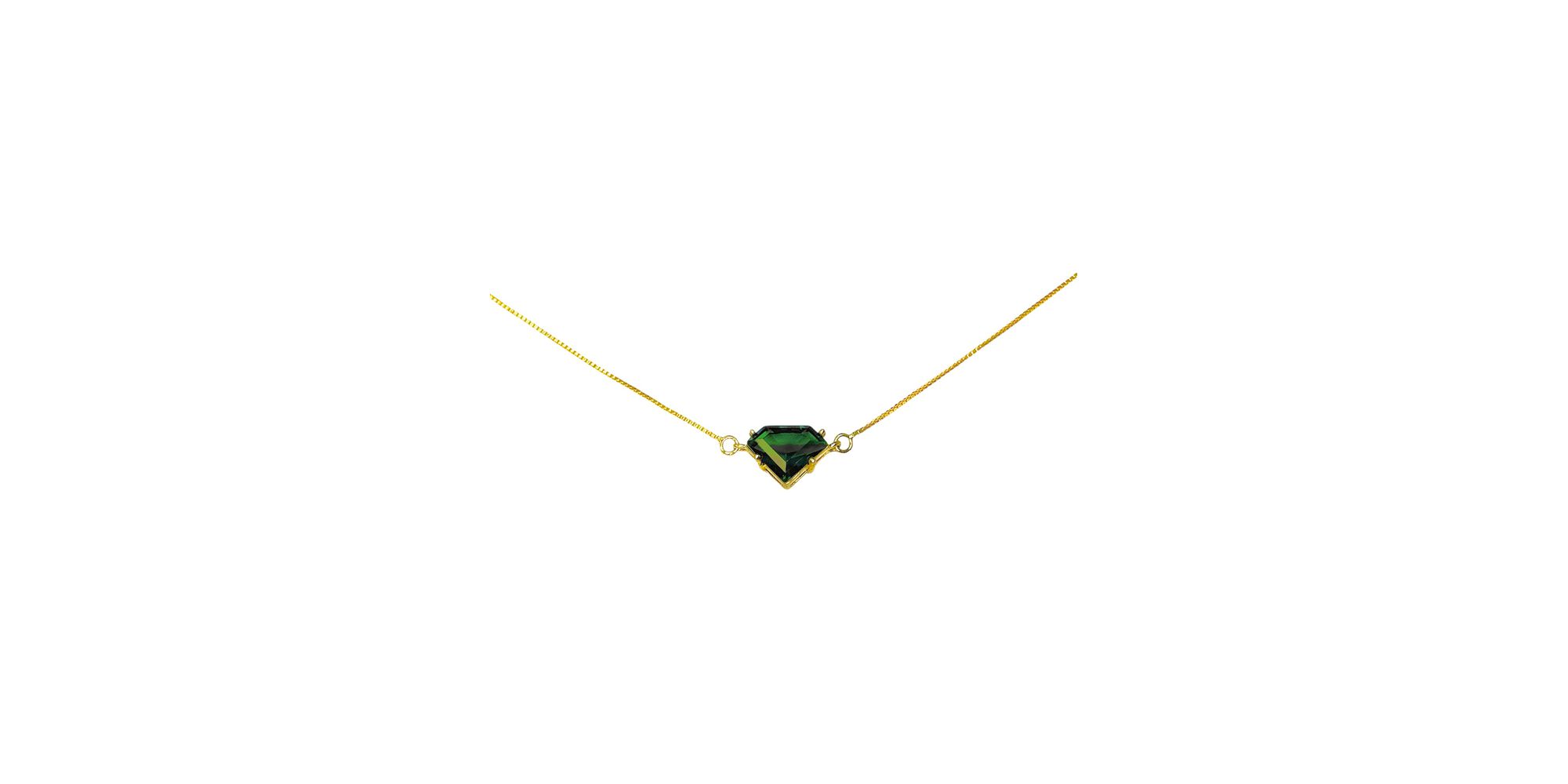 Colar Diamante Verde Banhado A Ouro 18k