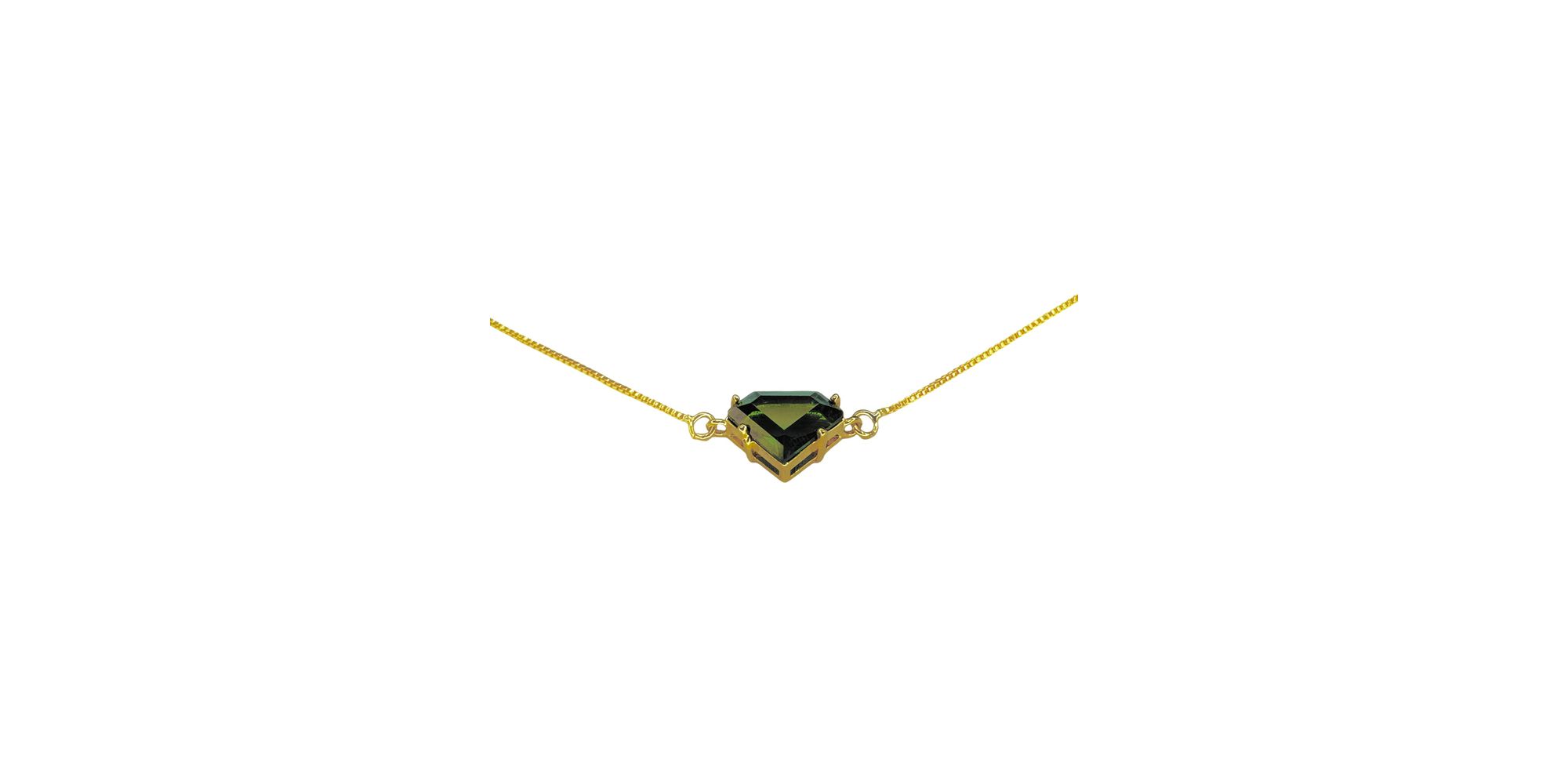 Colar Diamante Verde Banhado A Ouro 18k