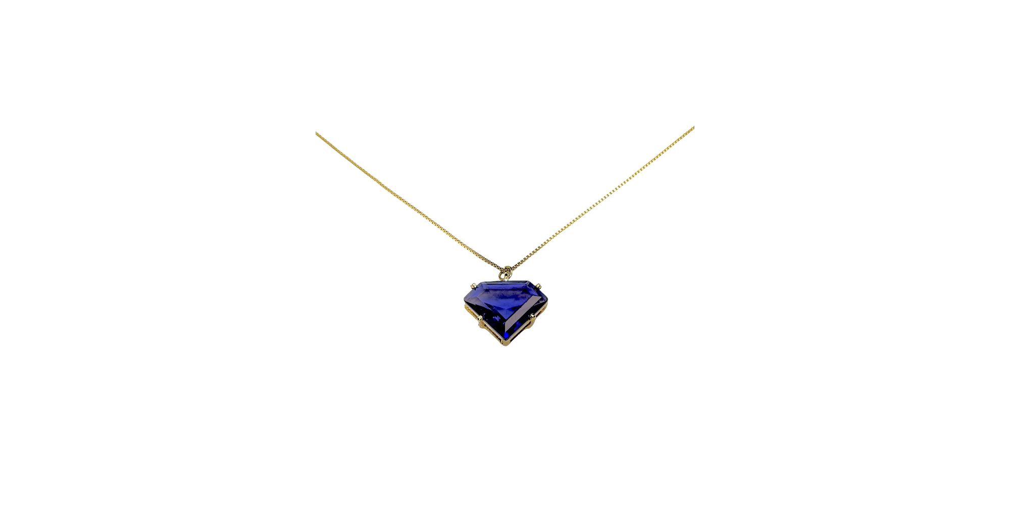 Colar Diamante Roxo Banhado A ouro 18K