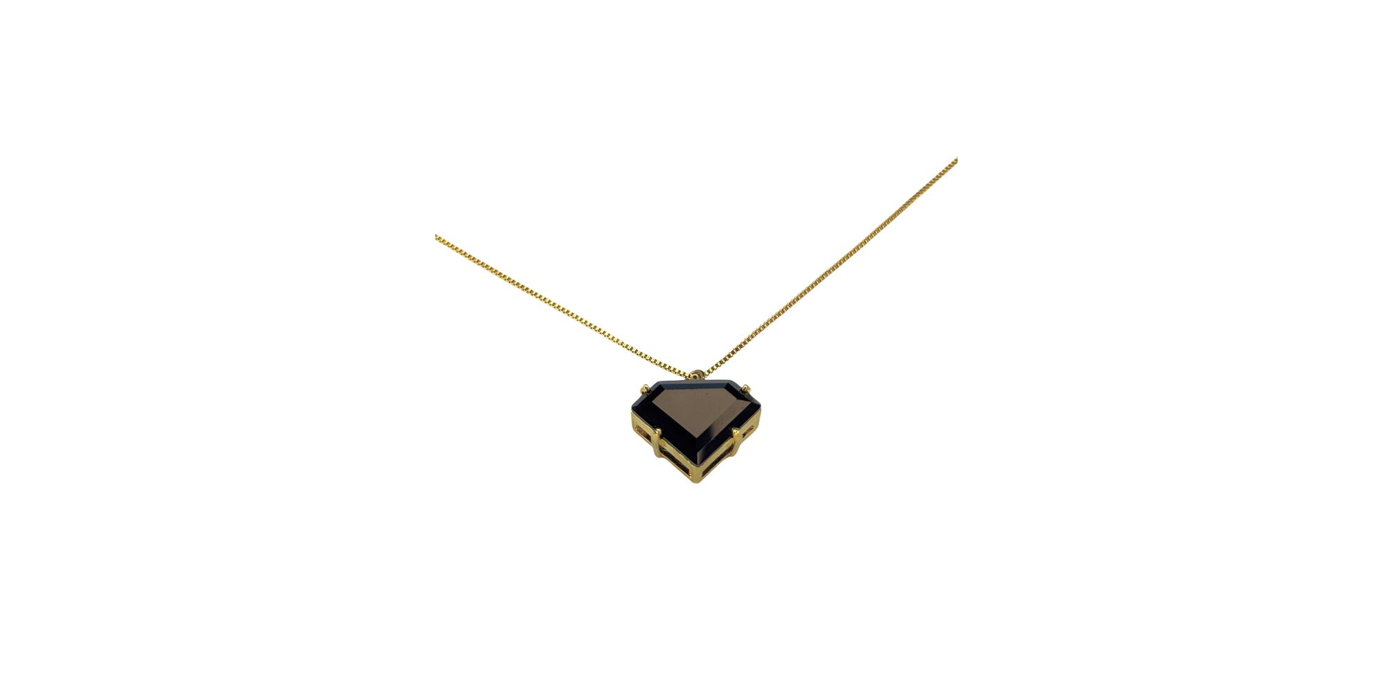 Colar Diamante Preto Banhado A Ouro 18k