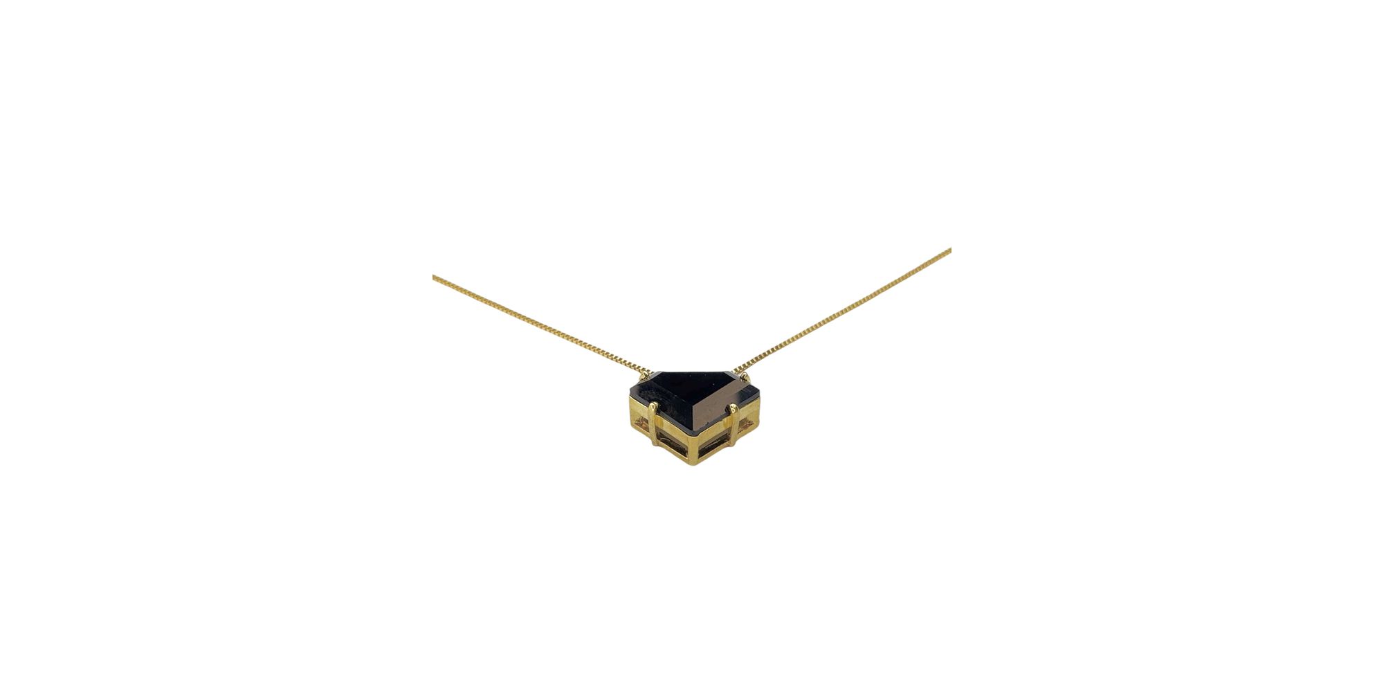 Colar Diamante Preto Banhado A Ouro 18k