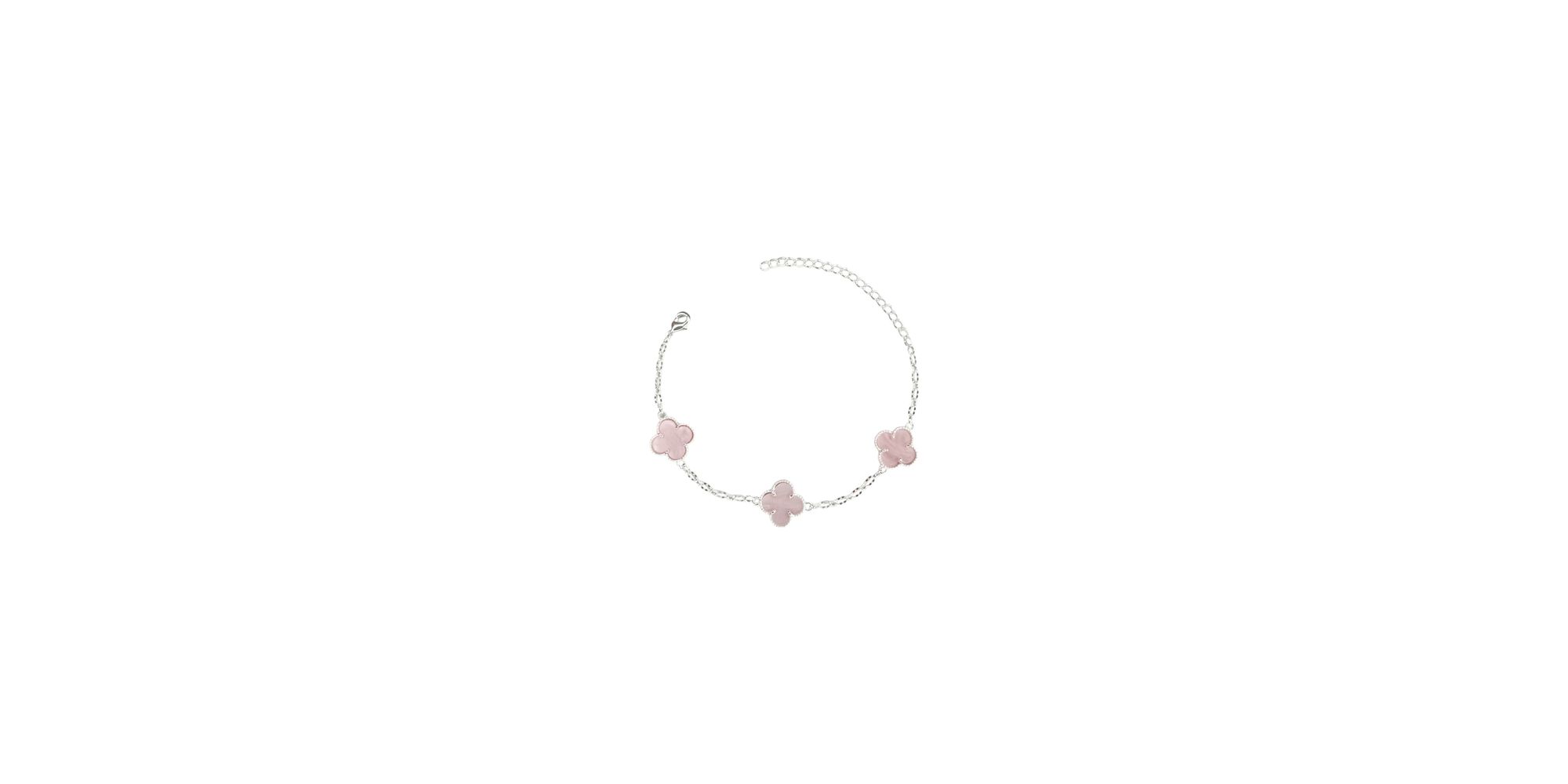 Pulseira Três Trevo Rosa 15m Banhado A Prata 925 -... - RC JOIAS BY RUDI