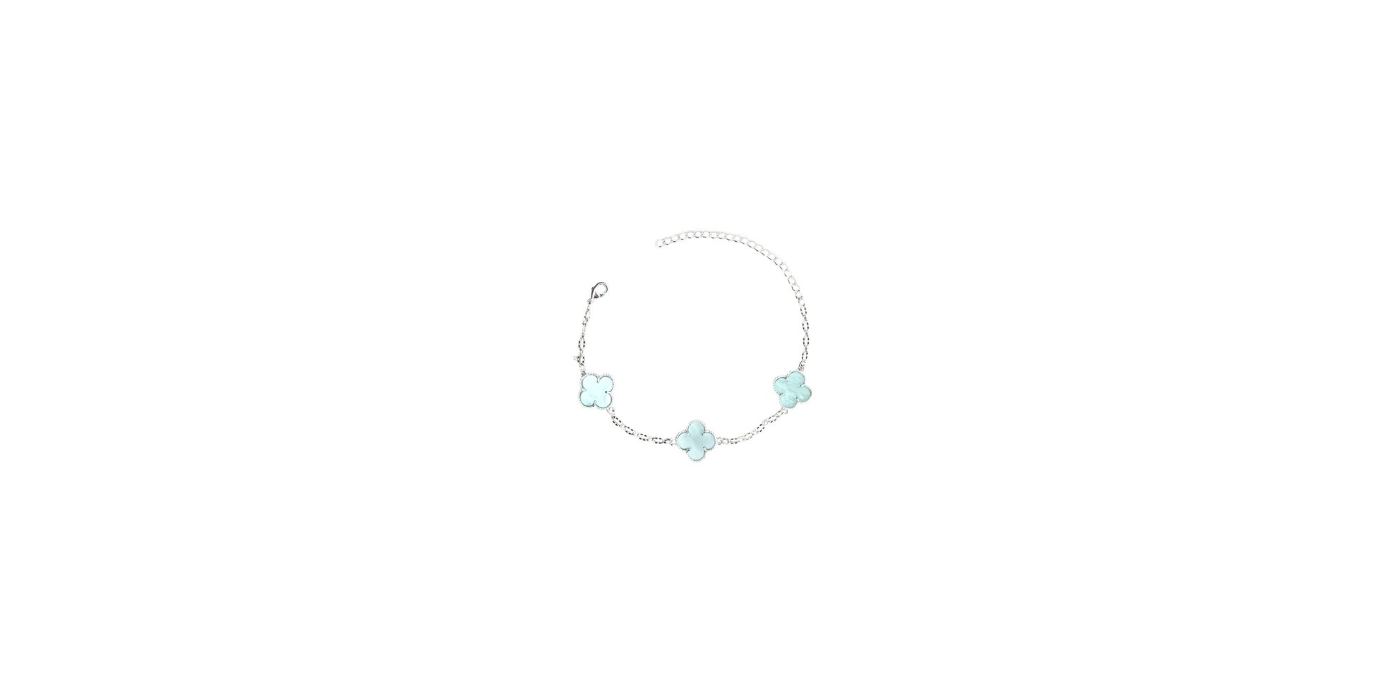 Pulseira Três Trevo Azul Água 15m Banhado A Prata ... - RC JOIAS BY RUDI