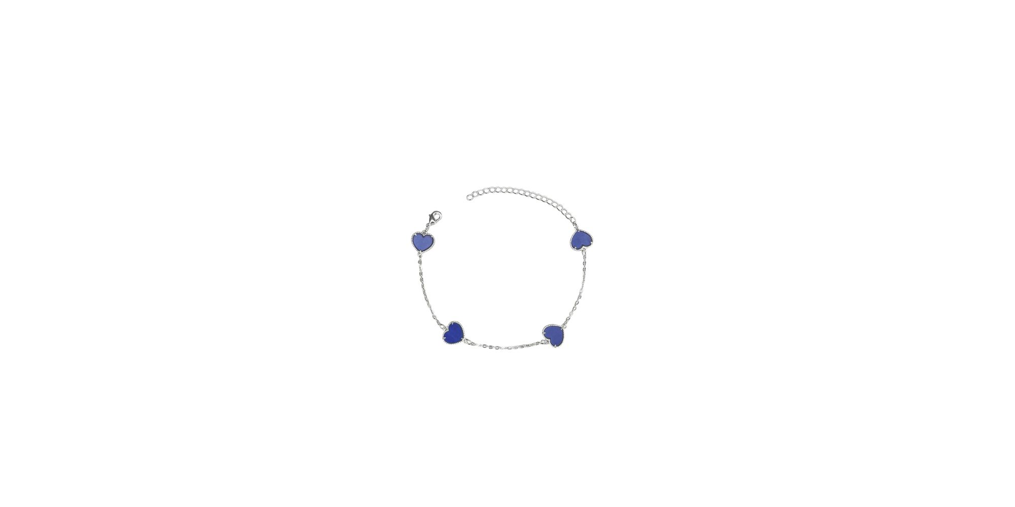 Pulseira Quatro Corações Resina Azul Banhado A Pra... - RC JOIAS BY RUDI