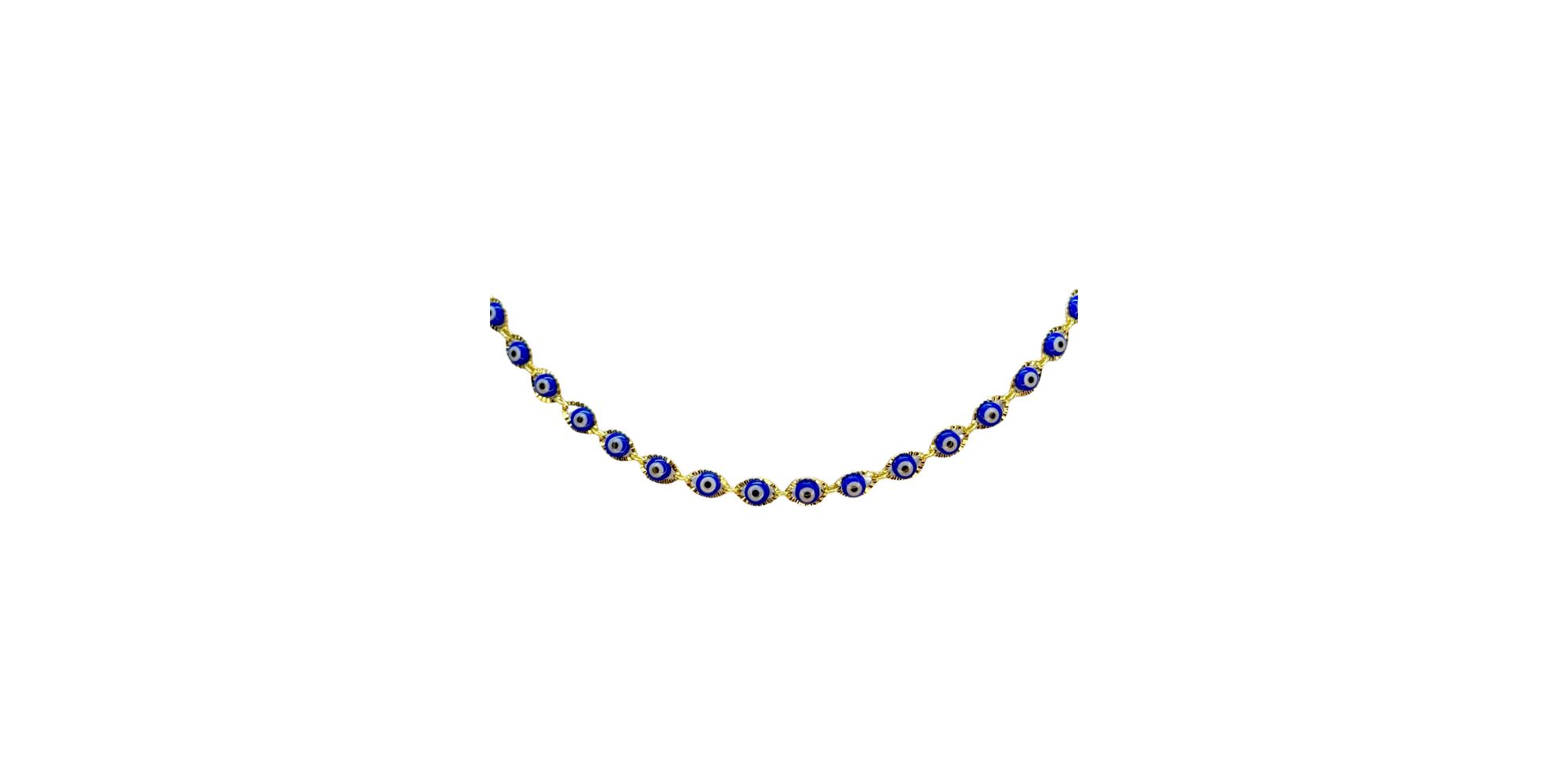 Colar Olho Grego Chinês Pequeno Azul Escuro Banhado A ouro 18K