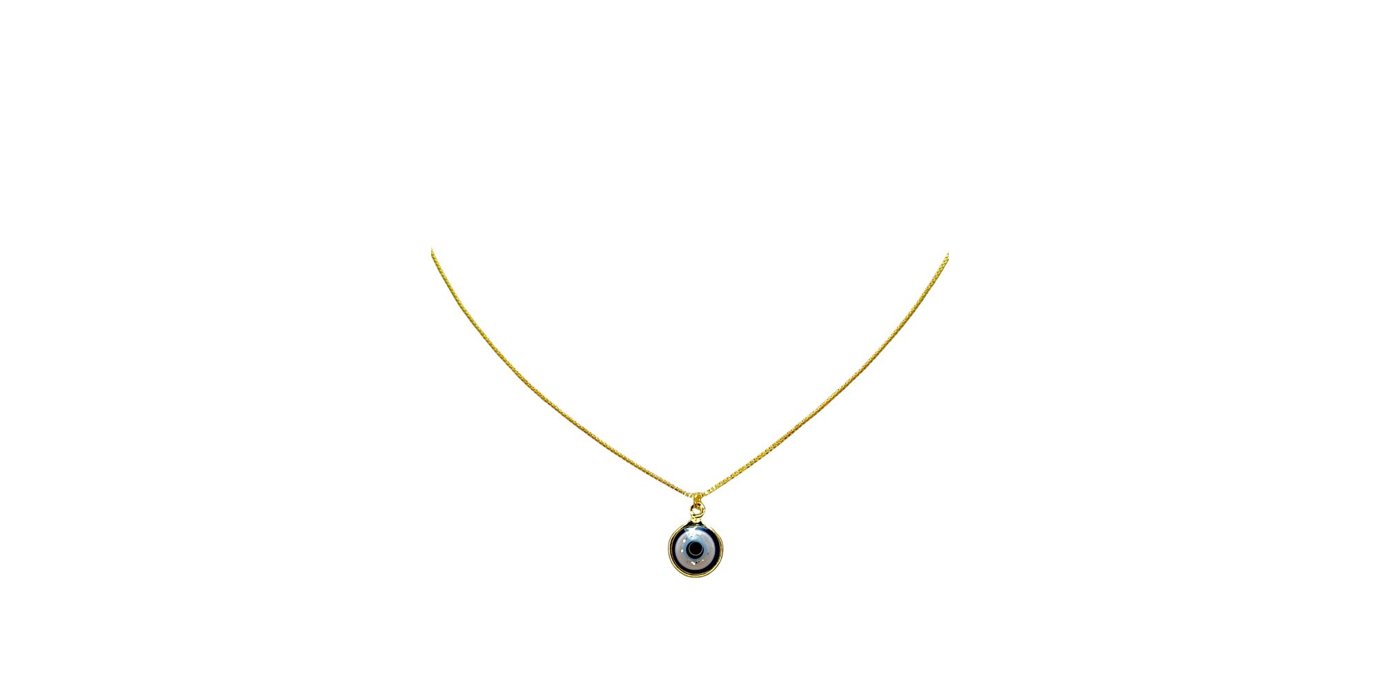 Colar Olho Grego Azul Escuro Banhado A Ouro 18K