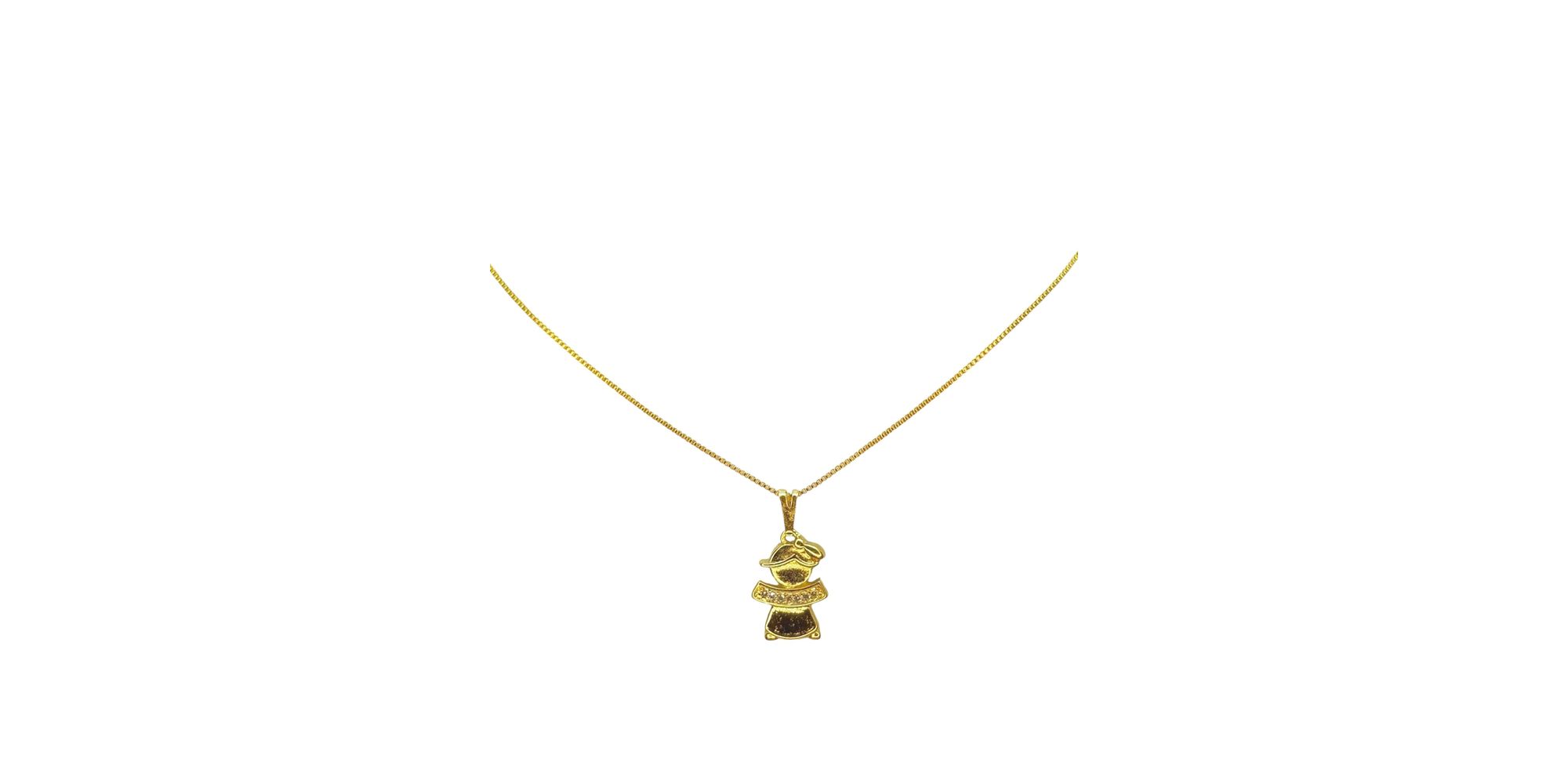 Colar Menina Cravejado Banhado A Ouro 18k
