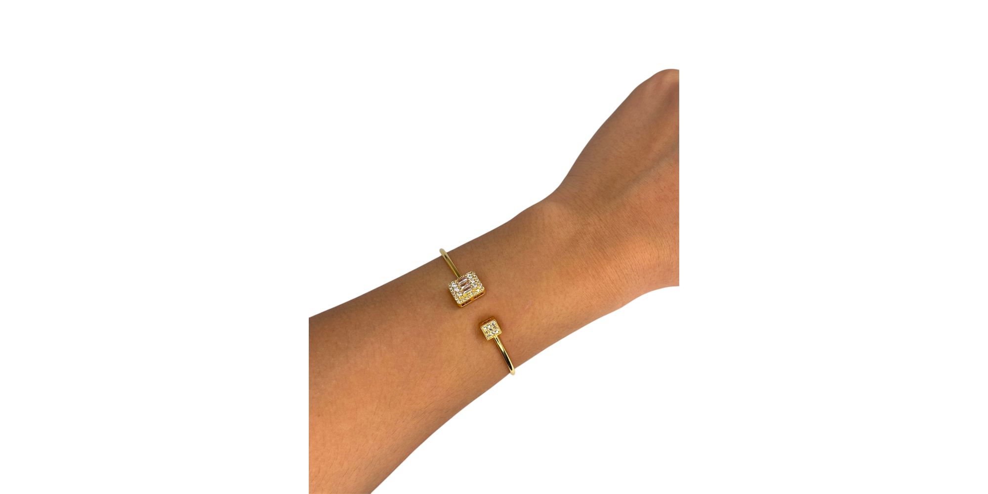 Pulseira Bracelete Dois Quadrado Cravejado Banhdo ... - RC JOIAS BY RUDI