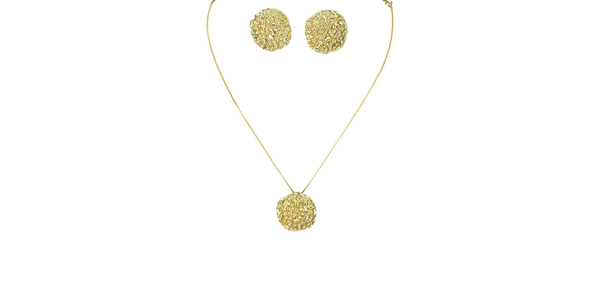 Conjunto Botão Textura Chapado Banhado A Ouro 18K