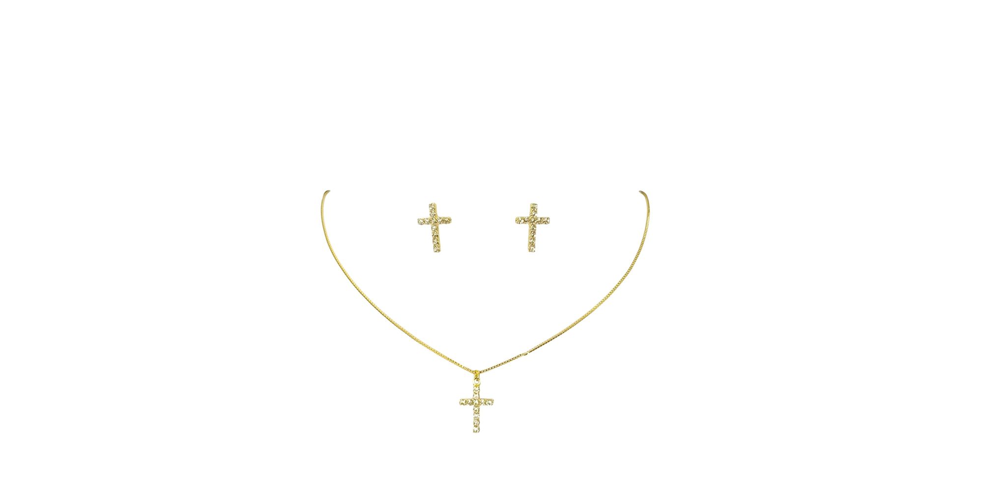Conjunto Cruz Banhado A Ouro 18K