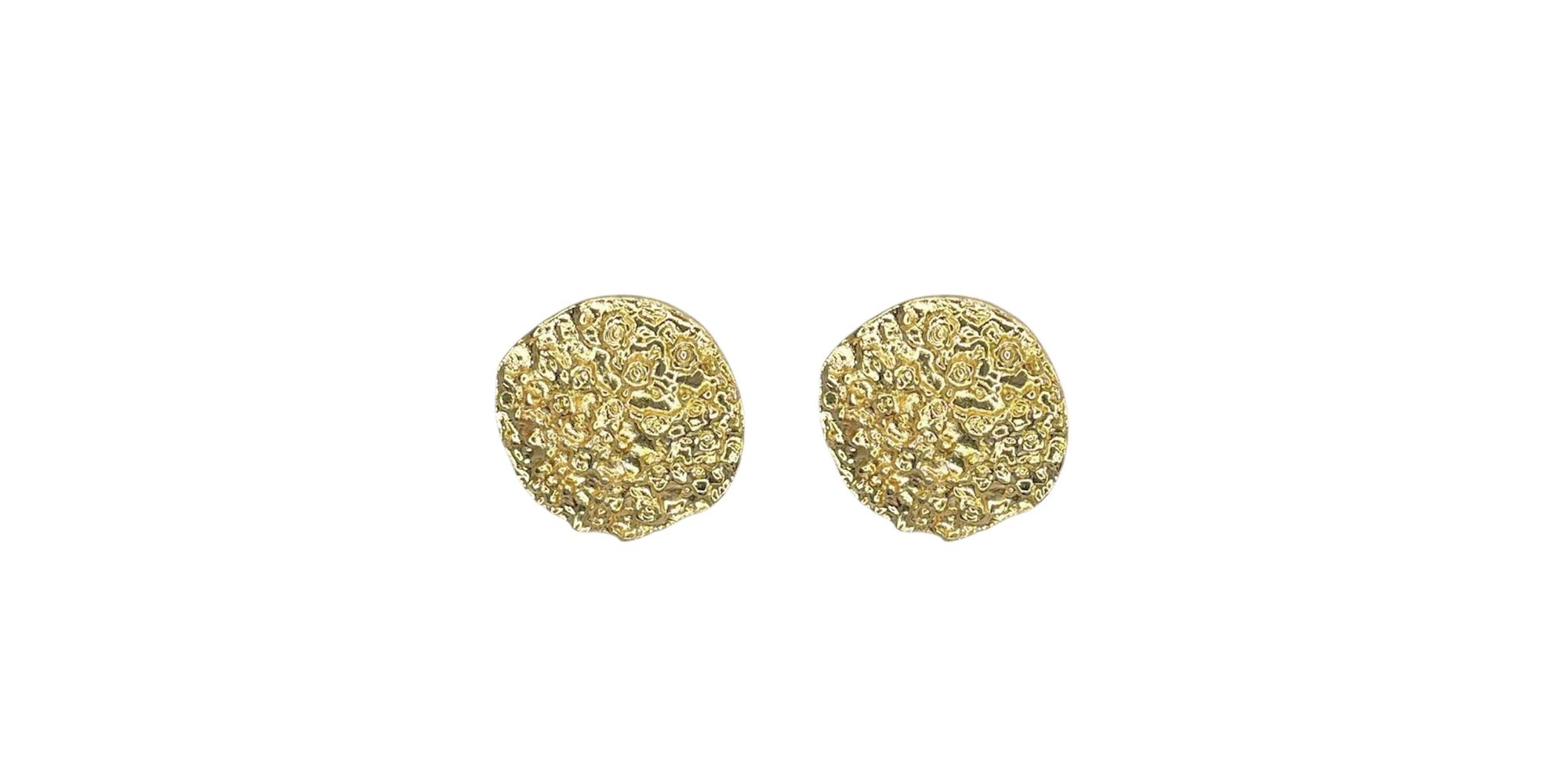 Brinco Botão Textura Banhado. Ouro 18K