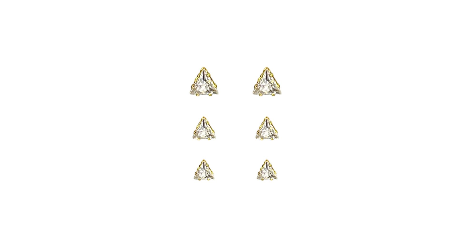 Brinco Trio Triângulo Cristal Zircônia Banhado A Ouro 18k