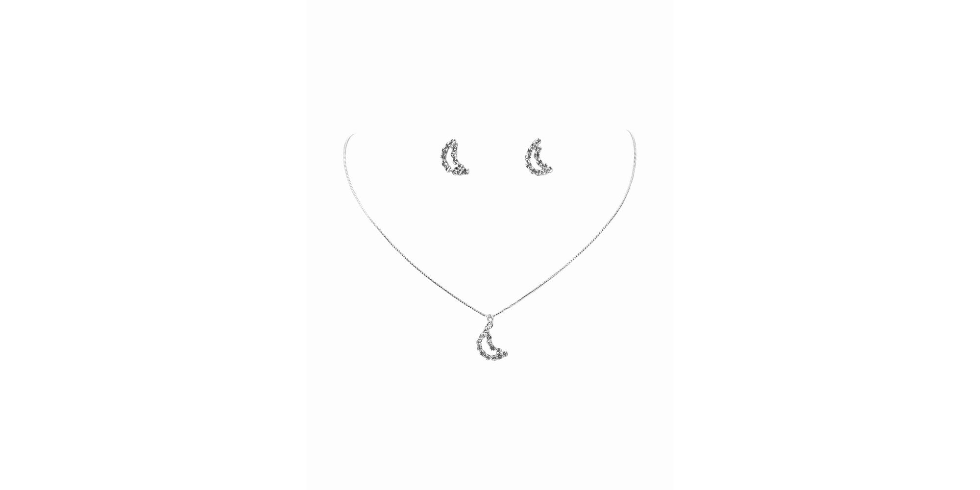 Conjunto Meia Lua Vazado Strass Banhado A Prata 925