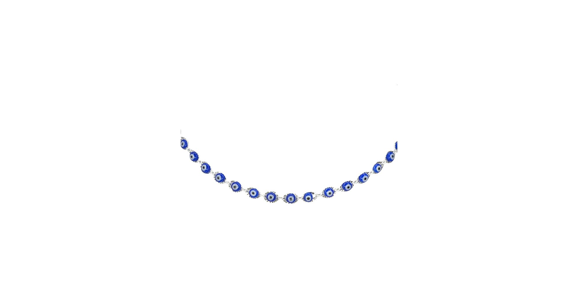 Colar Olho Grego Chinês Azul Escuro Banhado Prata 925