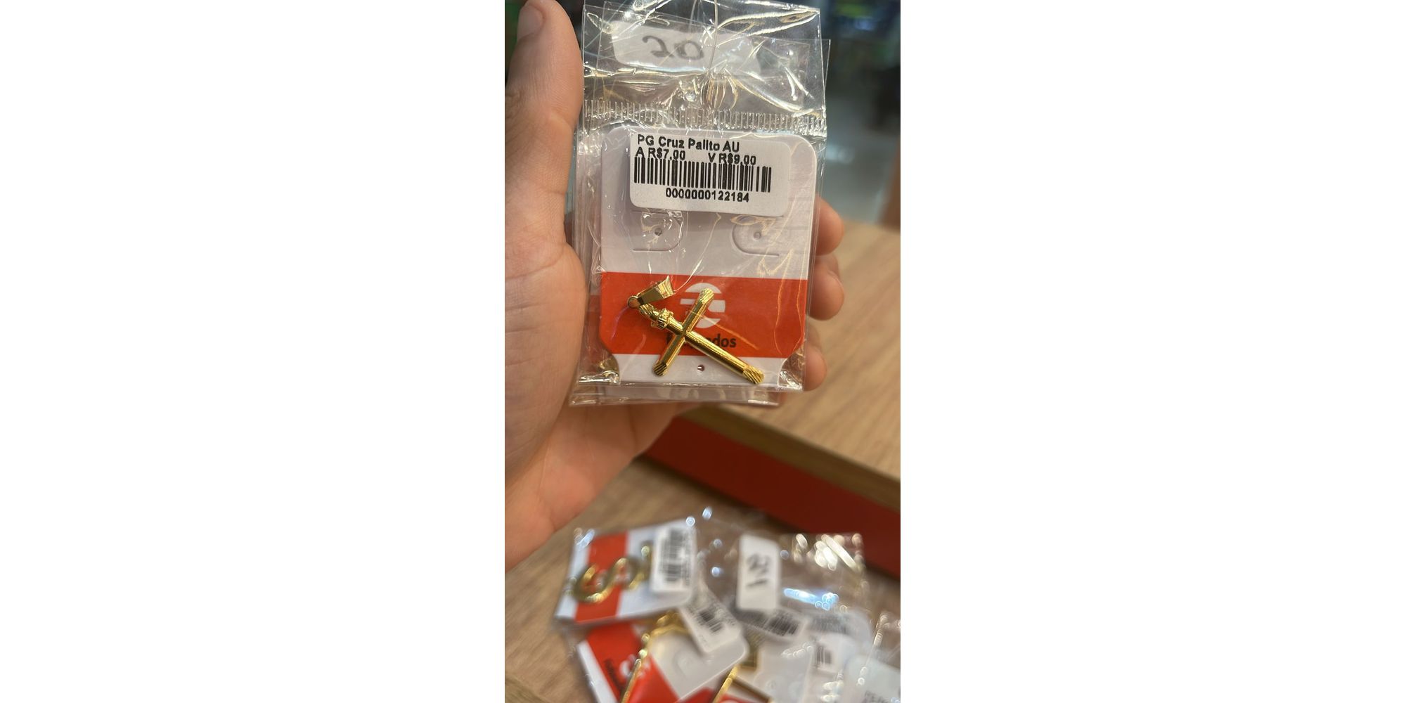 Pingente Cruz Palito Banhado A Ouro 18K