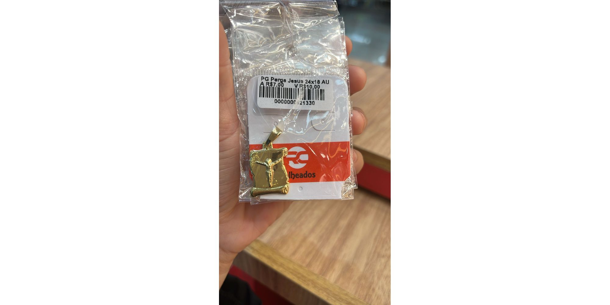 Pingente Pergaminho Jesus 24x18 Banhado A Ouro 18K