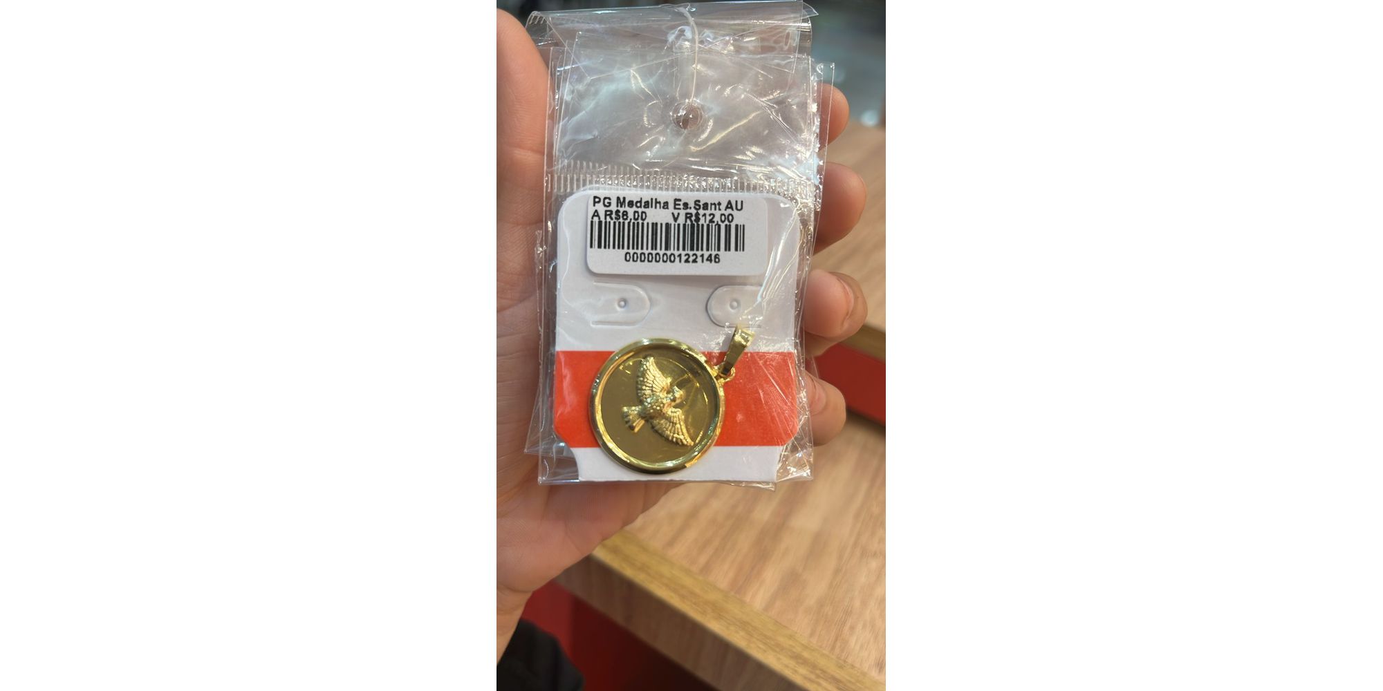 Pingente Medalha Espírito Santo Banhado A Ouro 18K