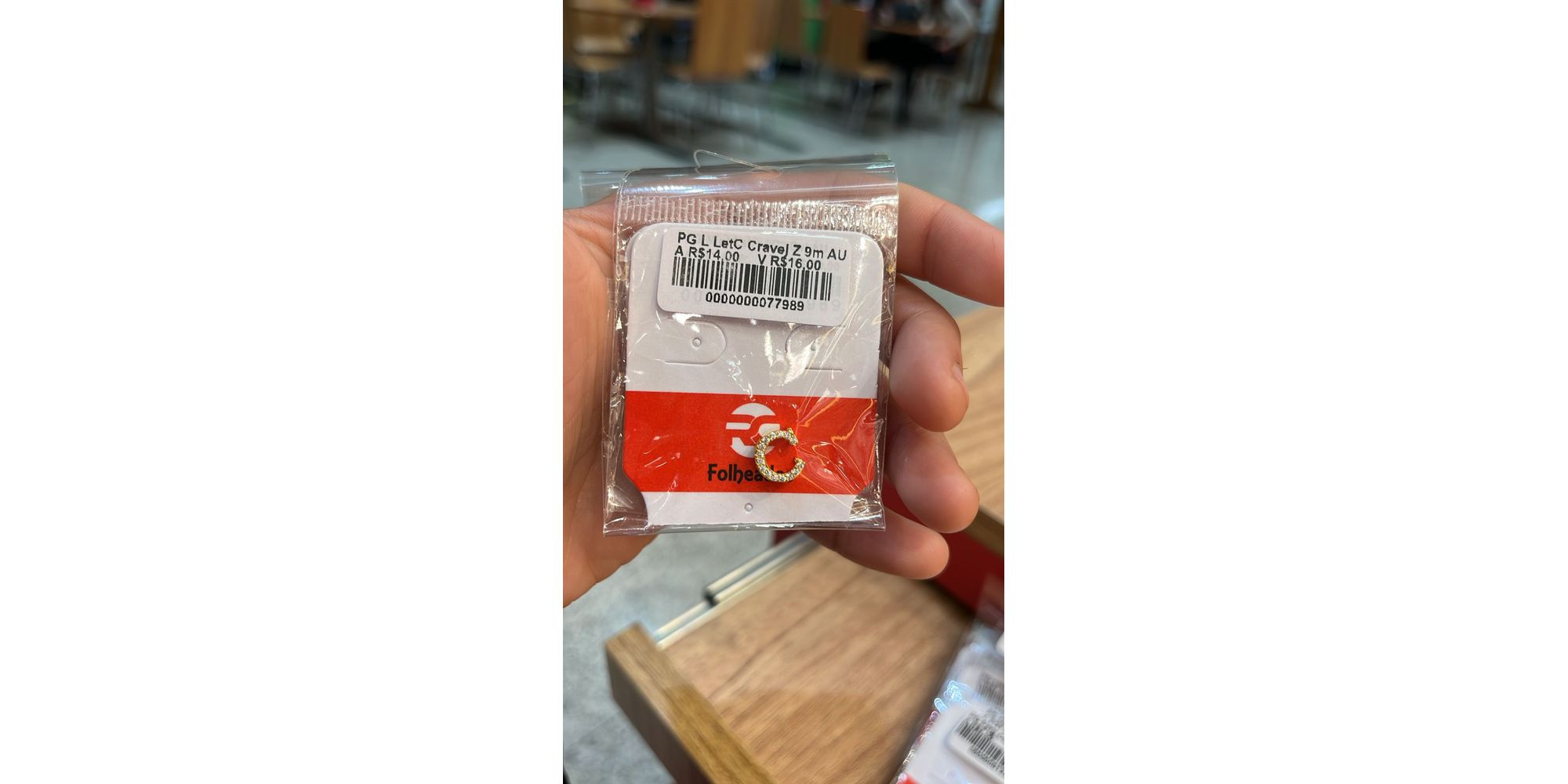 Pingente Latão Letra C Cravejada Zircônia Banhado A Ouro 18k