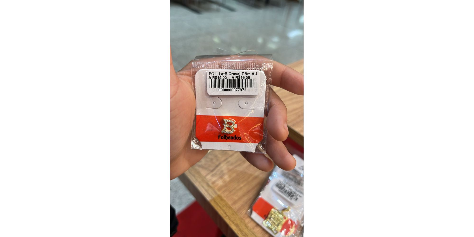 Pingente Latão Letra B Cravejada Zircônia Banhado A Ouro 18K