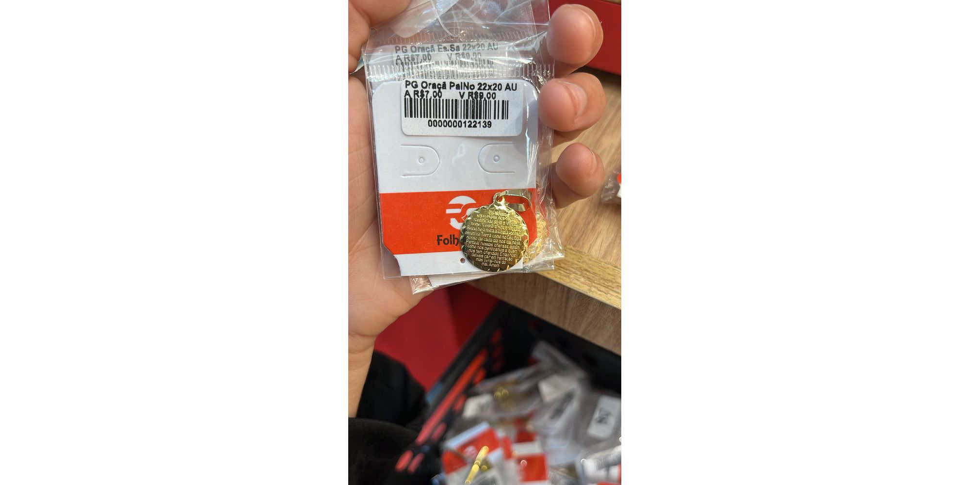 Pingente Oração Pai Nosso Banhado A Ouro 18k