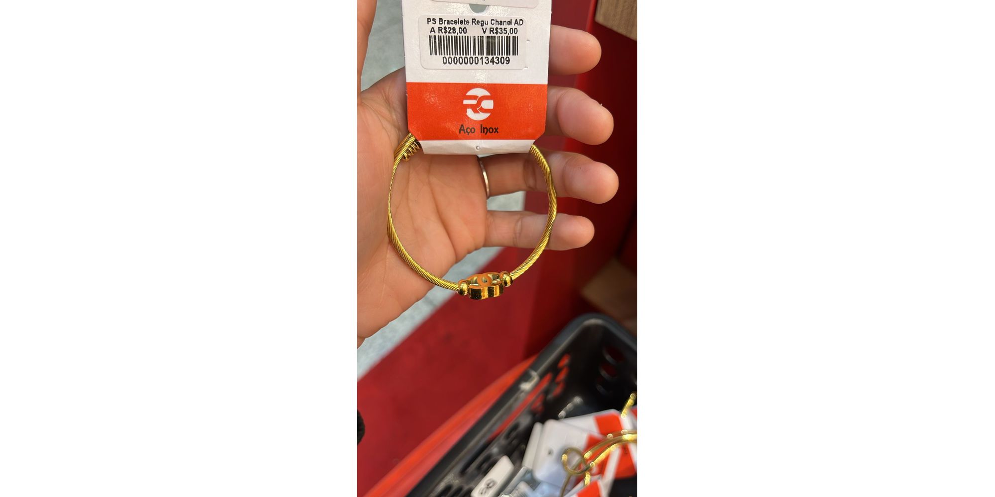 Pulseira Bracelete Regulável Chanel Aço Dourado -... - RC JOIAS BY RUDI