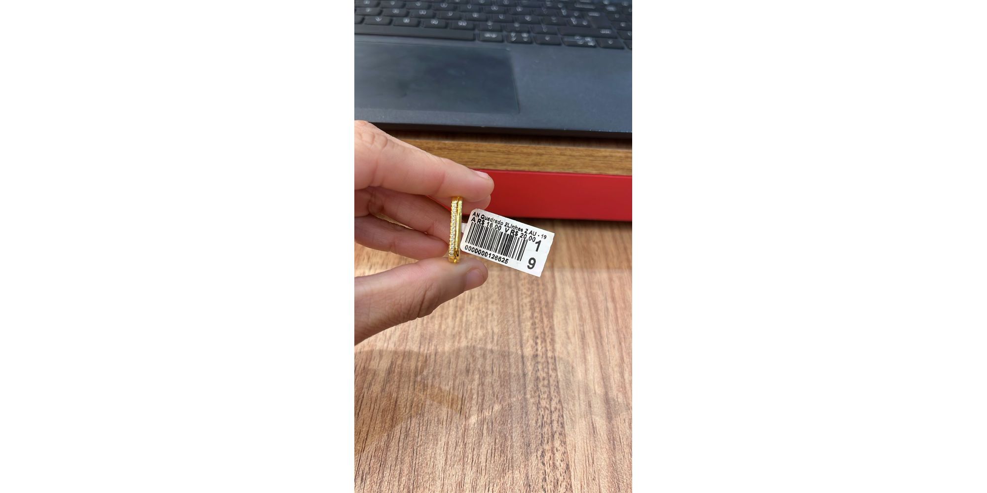 Anel Quadrado Duas Linhas Zircônia Banhado A Ouro 18k