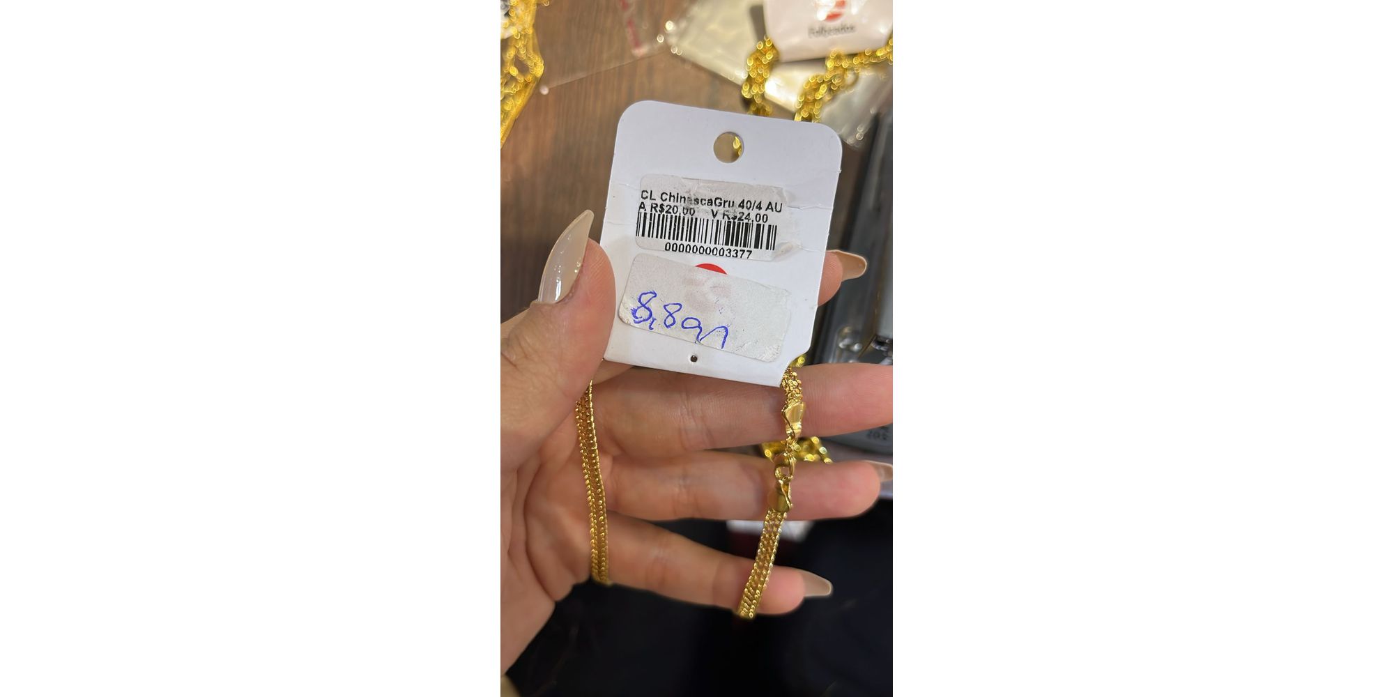 Colar Chinesca Grumet Banhado A Ouro 18k