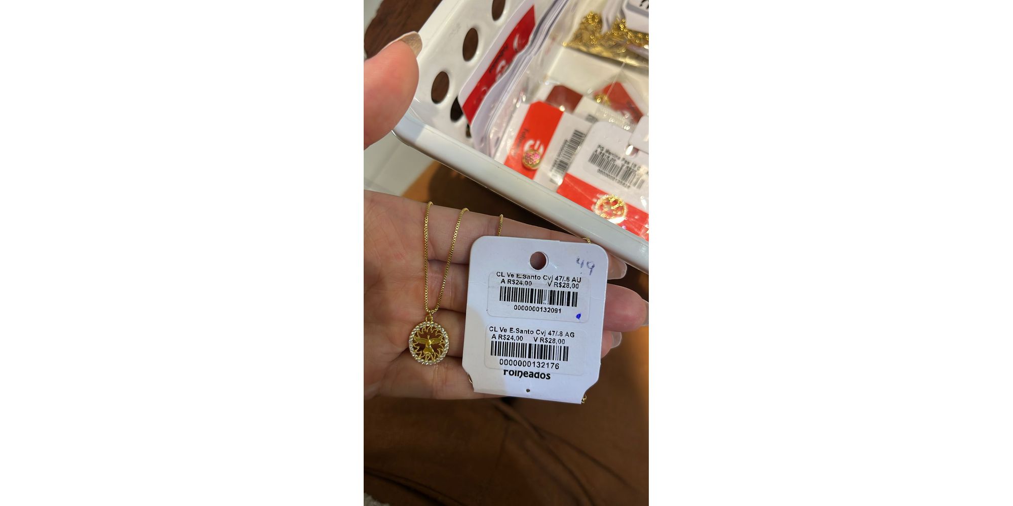 Colar Veneziana Espírito Santo Cravejado Banhado A Ouro 18K