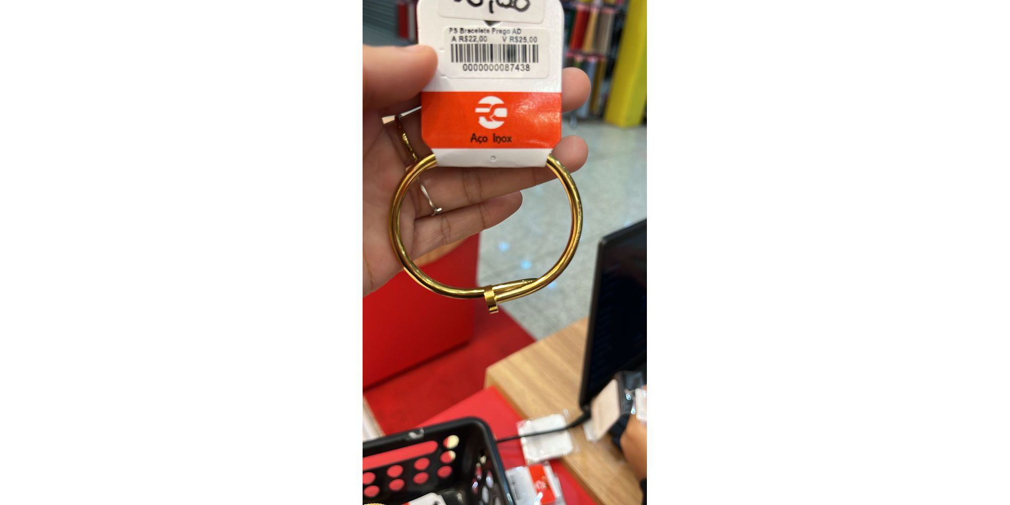 Pulseira Bracelete Prego Aço Dourado - 0000000087... - RC JOIAS BY RUDI