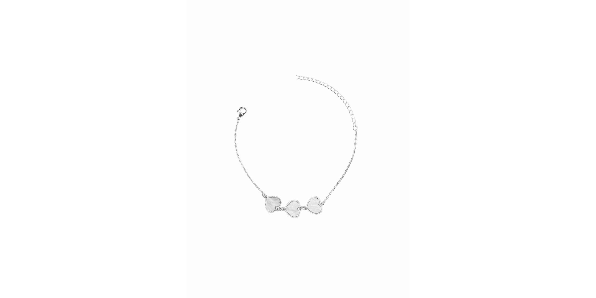 Pulseira Três Corações Resina Branco Banhado A Pra... - RC JOIAS BY RUDI