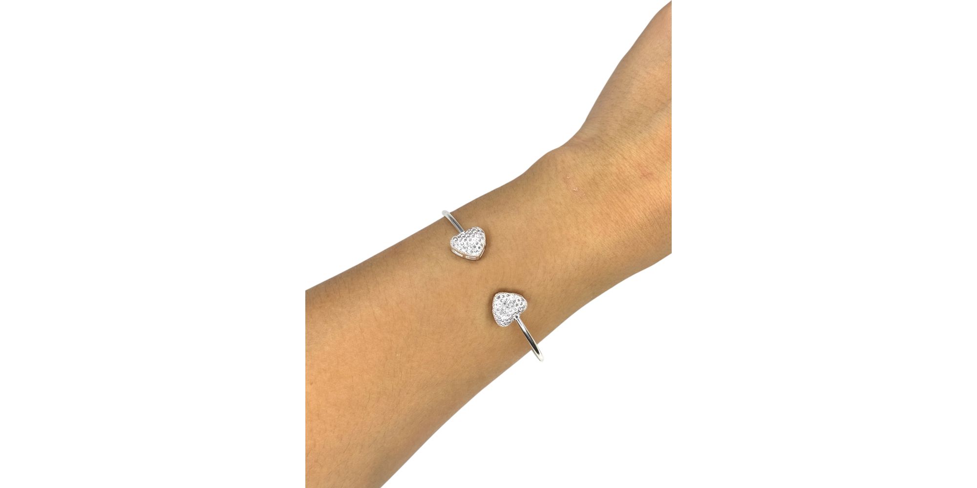 Pulseira Bracelete Dois Corações Cravejado Banhado... - RC JOIAS BY RUDI
