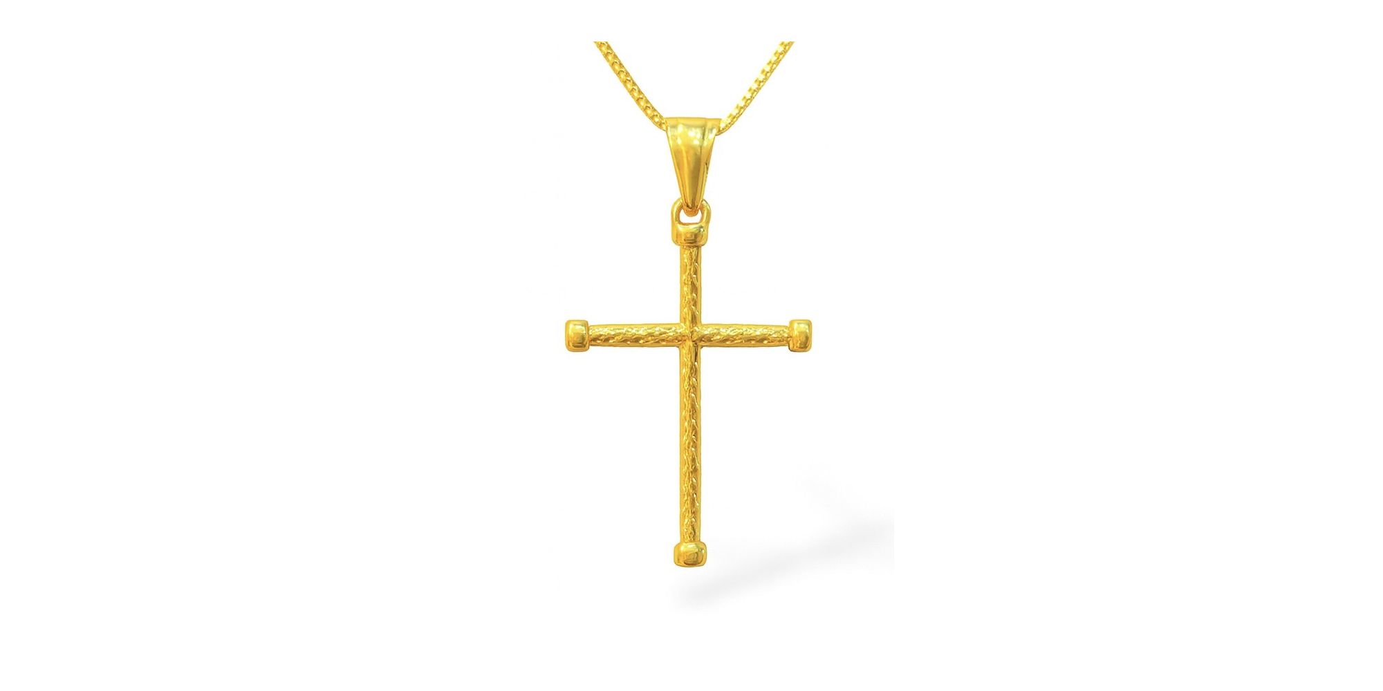 Pingente Cruz Redondo Detalhada Aço Dourado 