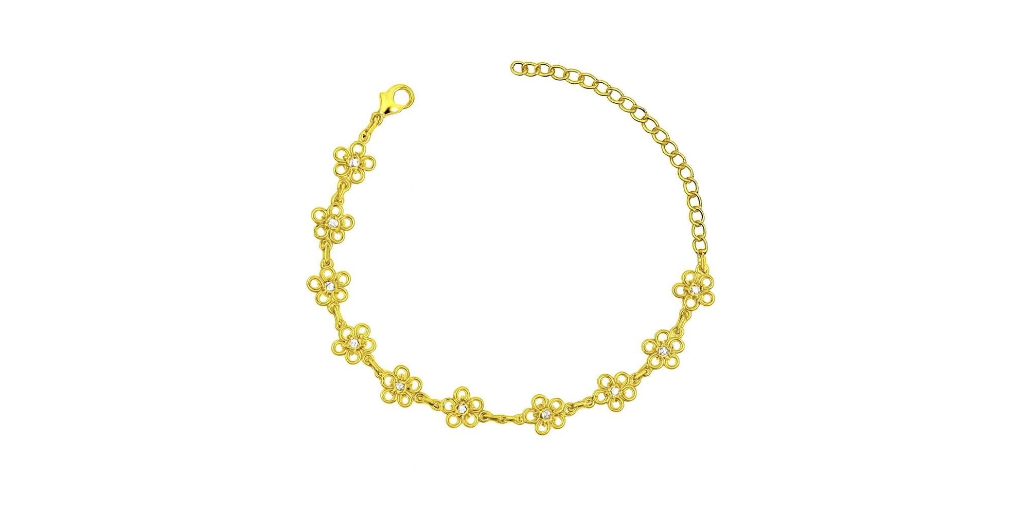 Pulseira Flor Vazado Chapada Contínuo Banhado A Ouro 18K