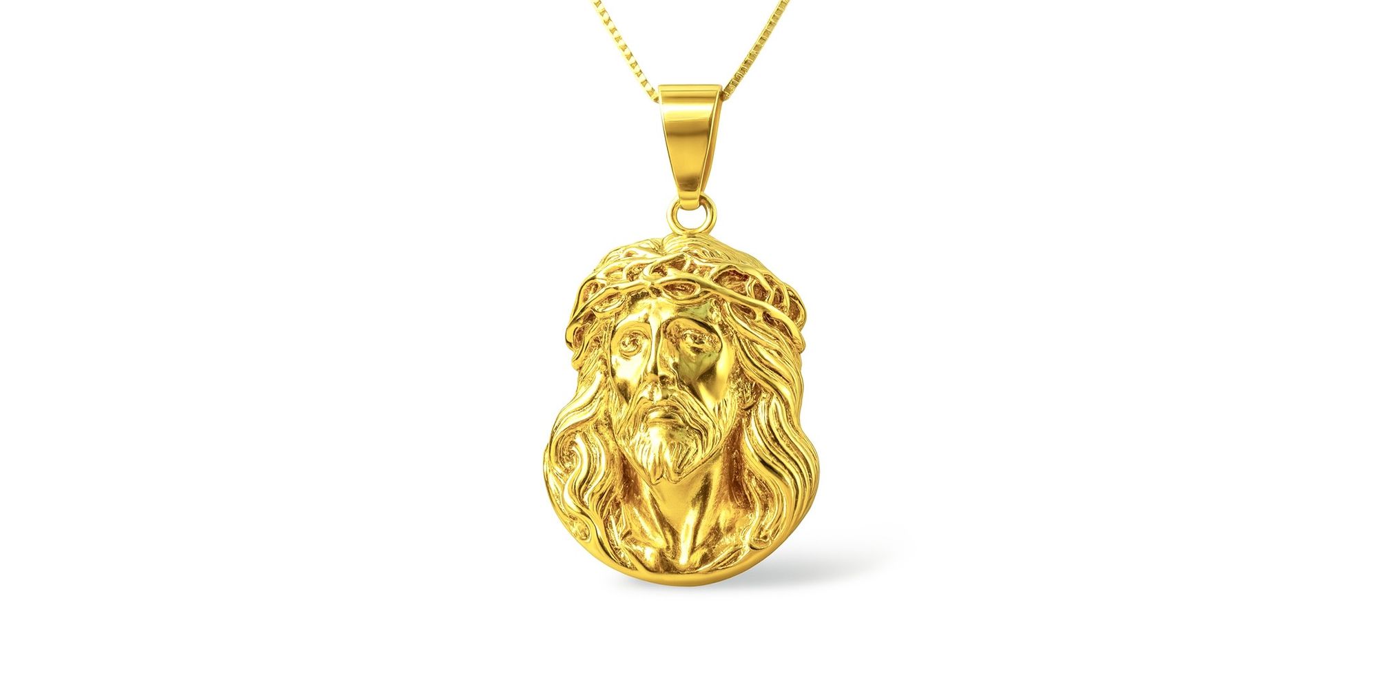 Pingente Face Cristo 41x33 Banhado A Ouro 18K