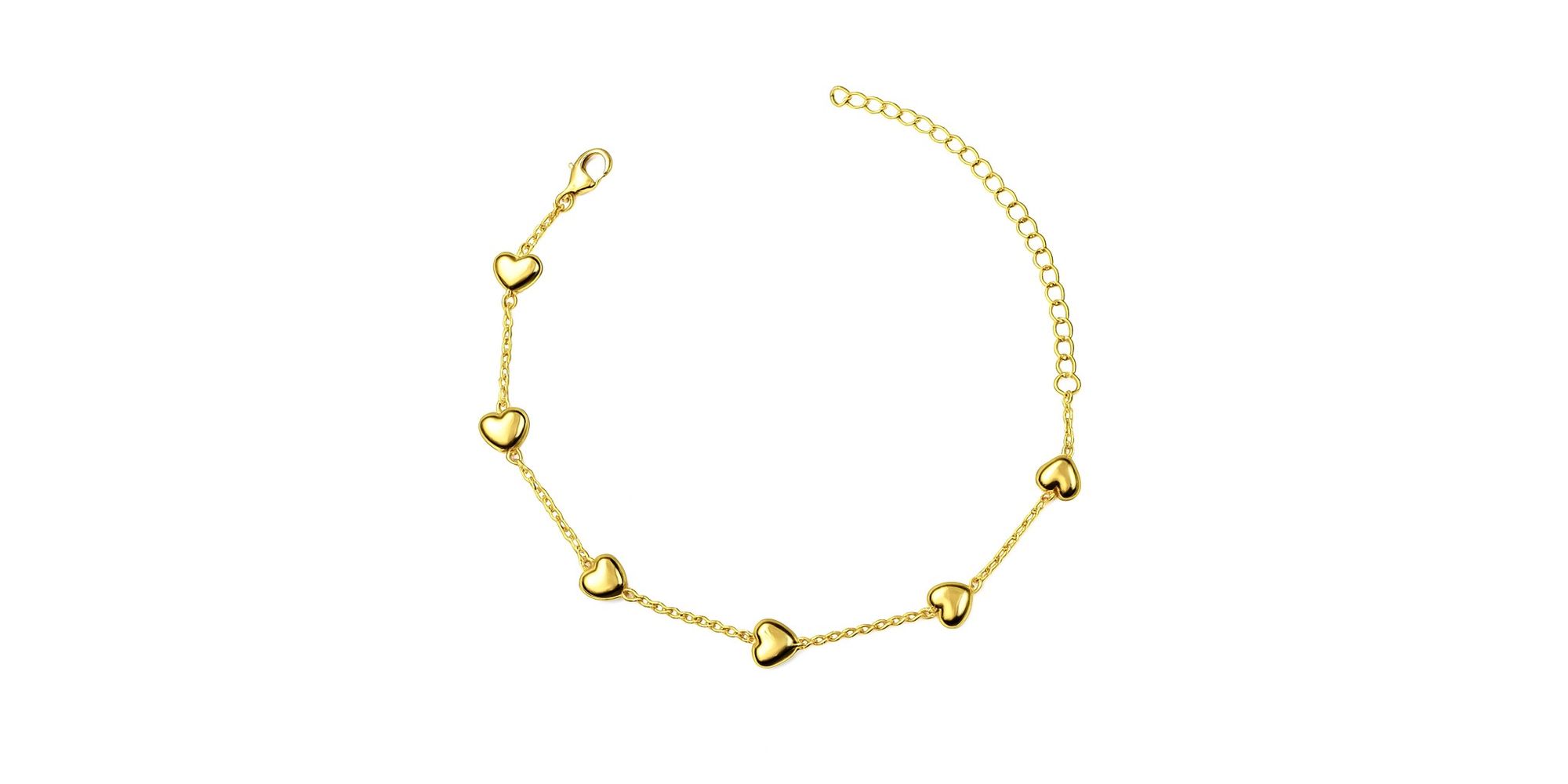 Pulseira Seis Corações Espaçada Banhado A Ouro 18K