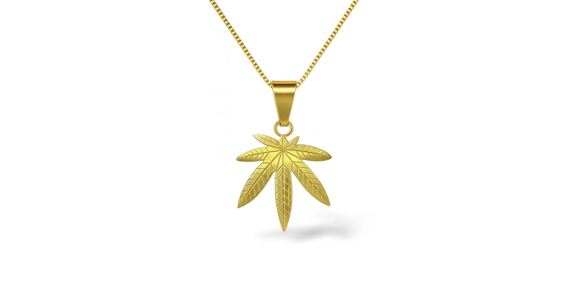Pingente Folha Maconha Aço Dourado 