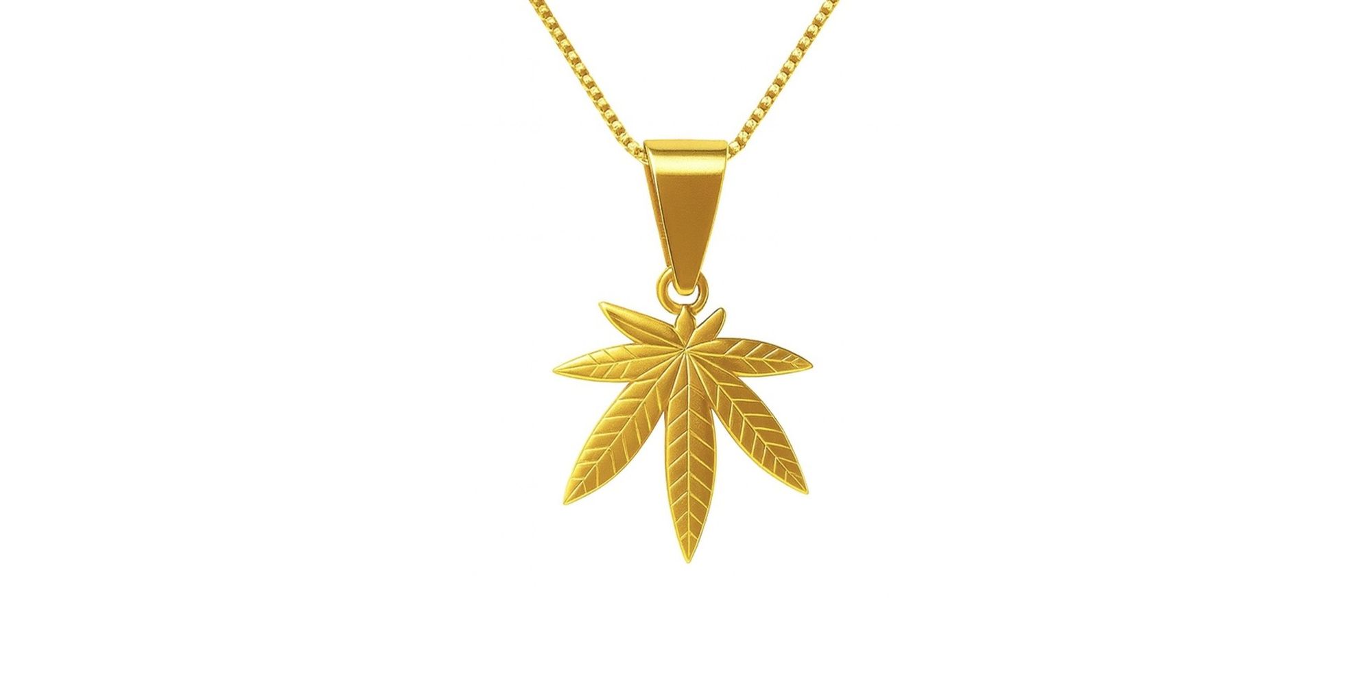 Pingente Folha Maconha 16x18 Aço Dourado 
