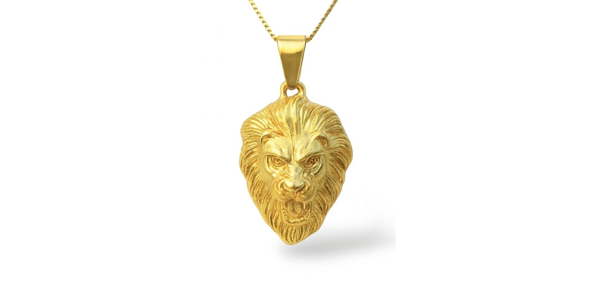 Pingente Zamac Face Leão Banhado A Ouro 18k