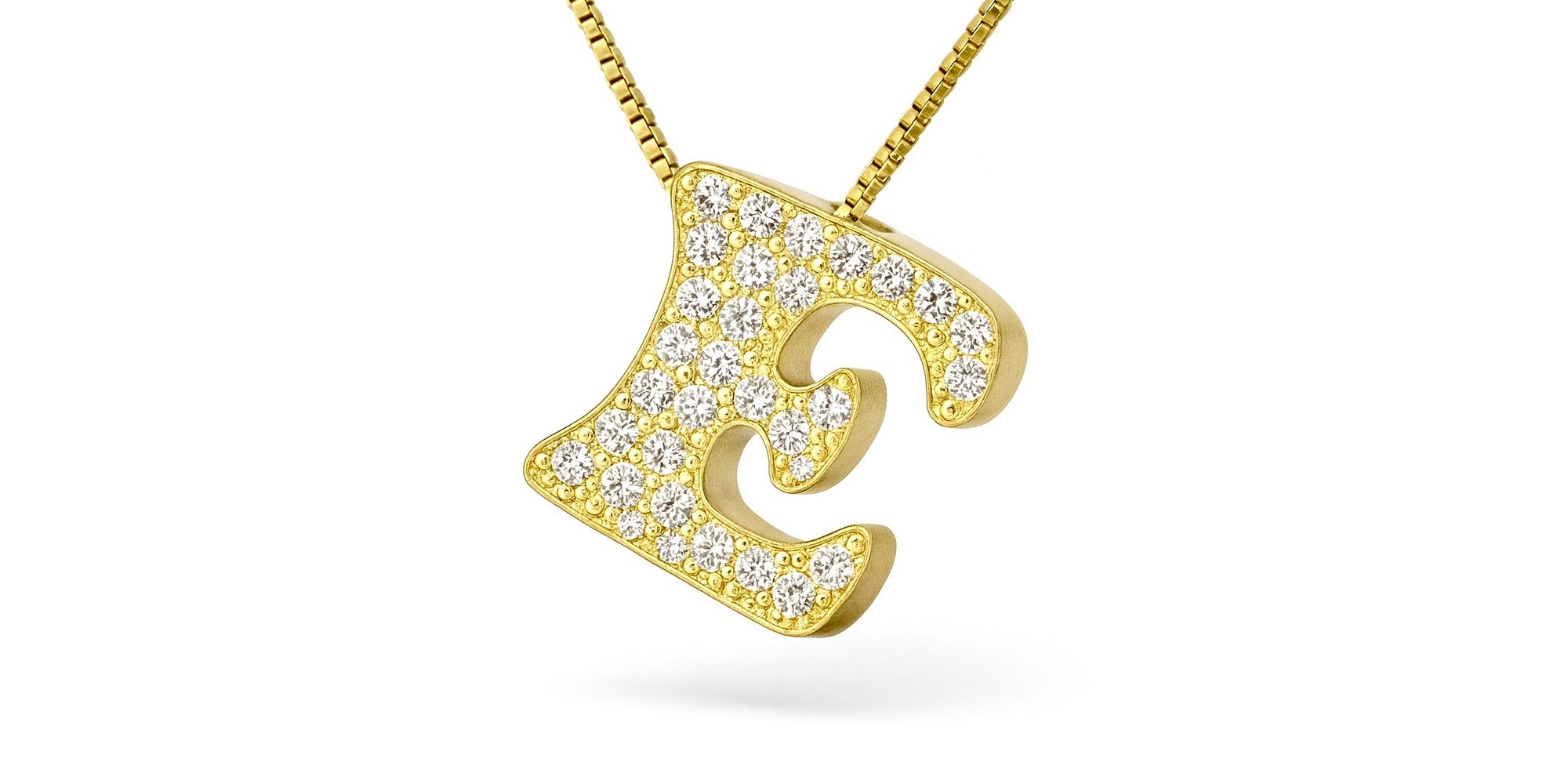 Pingente Letra E Cravejada Banhada a Ouro 18K