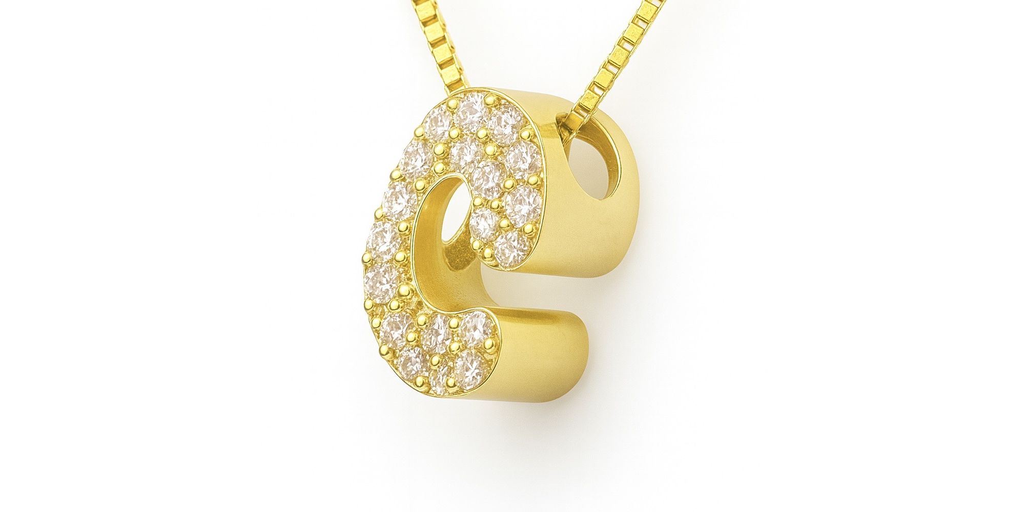 Pingente Letra C Cravejada Banhado a Ouro 18K