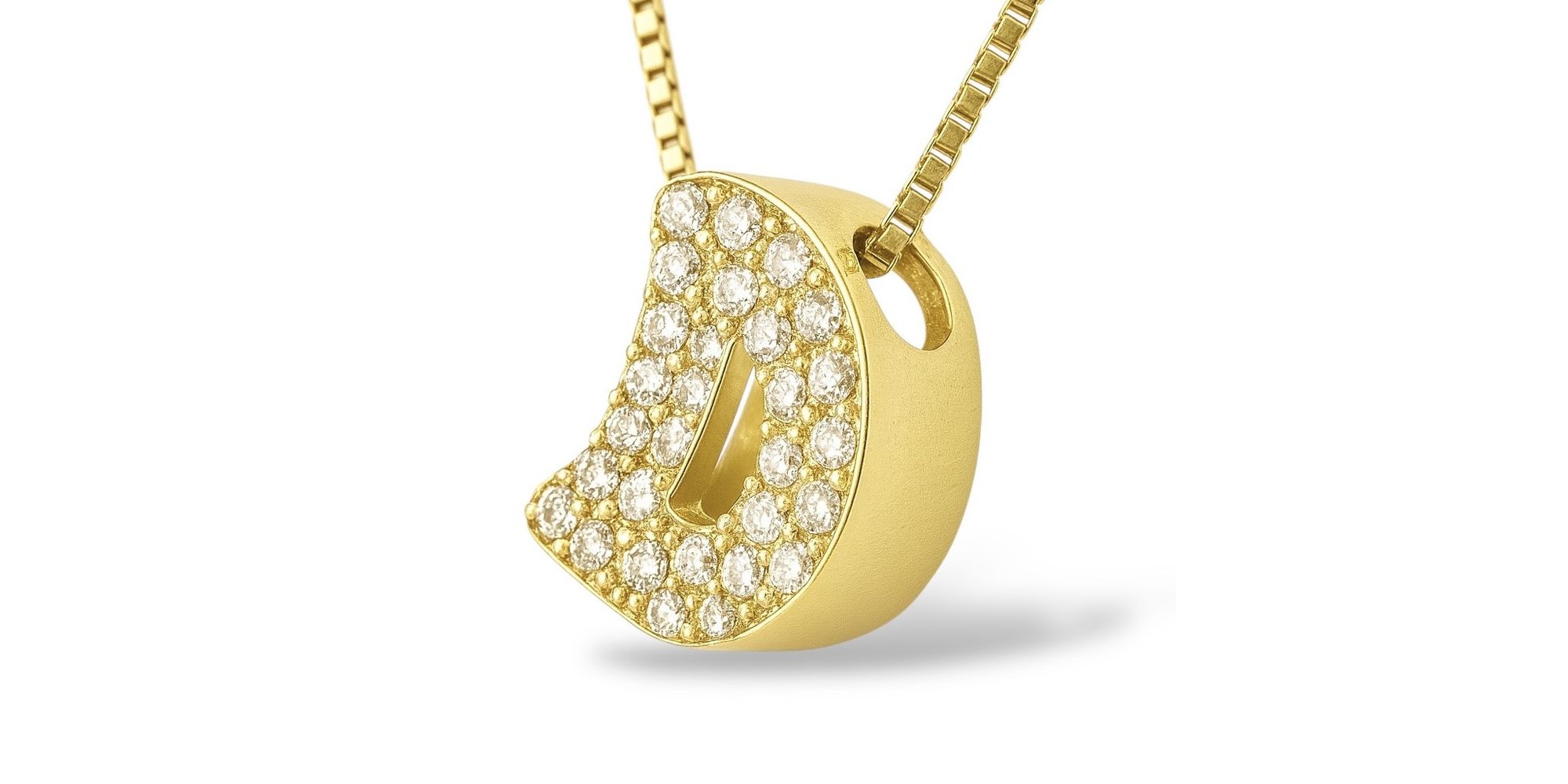 Pingente Letra D Cravejado Banhado a Ouro 18K