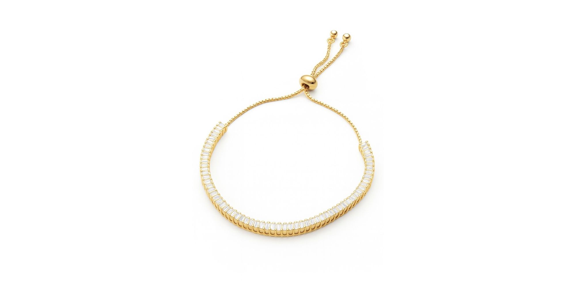 Pulseira Gravatinha Cravejada Zircônia Banhado A Ouro 18K