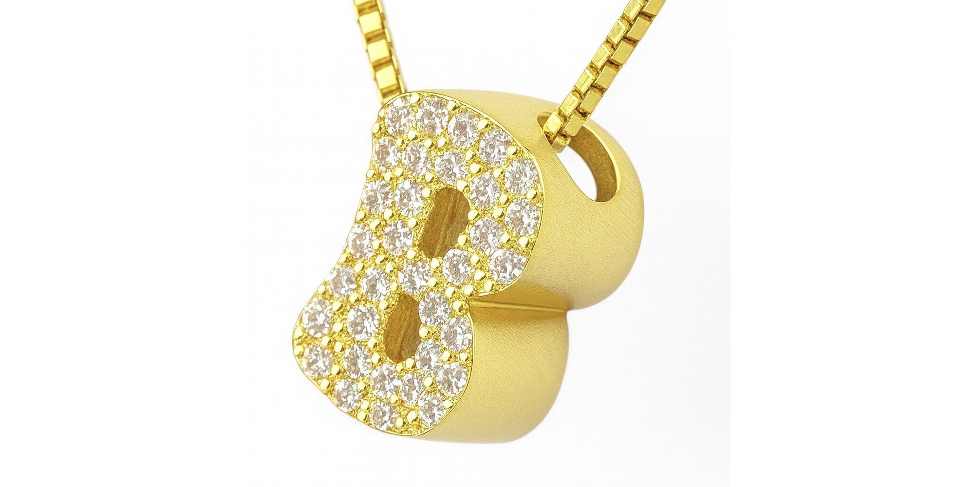 Pingente Letra B Cravejada Banhado ouro 18K