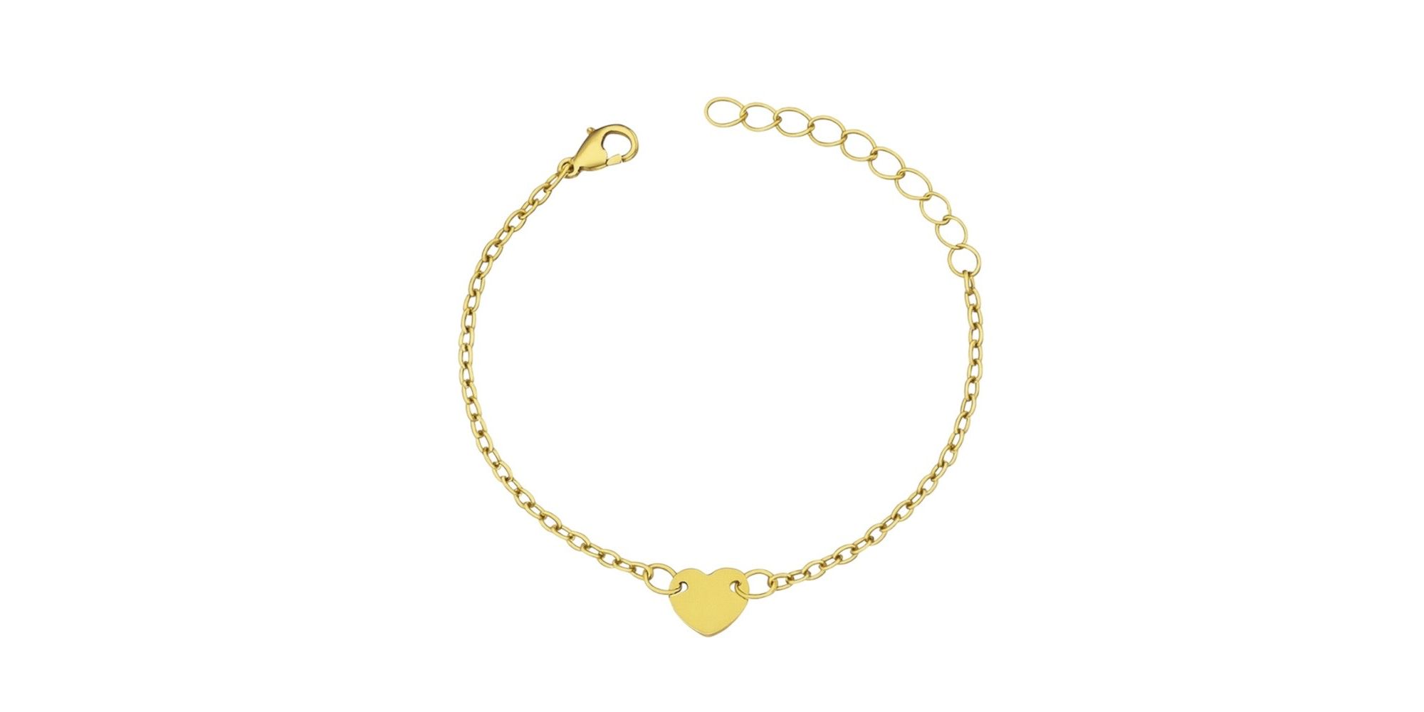 Pulseira Infantil Coração Meio Banhado a Ouro 18K